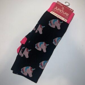 Women’s Black and Pink Unicorn Socks
